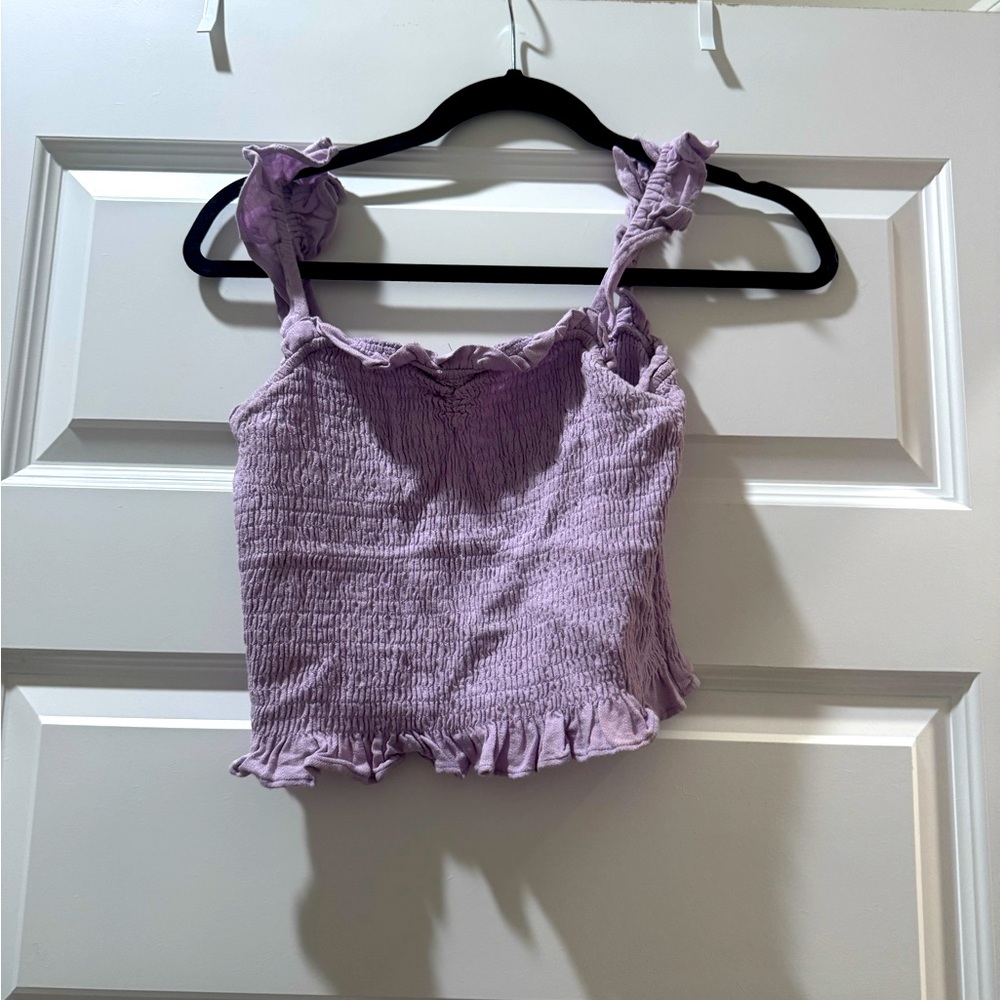Gianni Bini Purple Smocked Crop Camisole